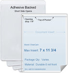 ChanCam vinyl sleeve, open short side, adhesive back, insert size: 7 x 11 3/4, product size: 7 1/4 x 12, package quantity 100, 4 mil adhesive back / 6 mil clear vinyl front