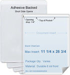 ChanCam vinyl sleeve, open short side, adhesive back, insert size: 11 1/4 x 26 3/4, product size: 11 1/2 x 27, package quantity 100, 4 mil adhesive back / 6 mil clear vinyl front