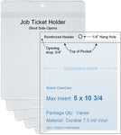 ChanCam vinyl sleeve, open short side, hanging document holder, insert size: 5 x 10 3/4, product size: 5 1/4 x 11 1/2, package quantity 100, 7.5 mil clear vinyl