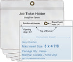 ChanCam vinyl sleeve, open long side, hanging document holder with brass eyelet, insert size: 4 7/8 x 3, product size: 5 1/8 x 3 3/4, package quantity 100, 7.5 mil clear vinyl