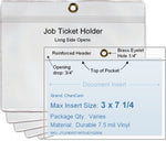 ChanCam vinyl sleeve, open long side, hanging document holder with brass eyelet, insert size: 7 1/4 x 3, product size: 7 1/2 x 3 3/4, package quantity 100, 7.5 mil clear vinyl