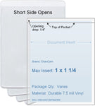 ChanCam vinyl sleeve, open short side, insert size: 1 x 1 1/4, product size: 1 1/4 x 1 1/2, package quantity 100, 7.5 mil clear vinyl