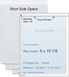 ChanCam vinyl sleeve, open short side, insert size: 5 x 10 7/8, product size: 5 1/4 x 11 1/8, 7.5 mil clear vinyl