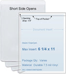 ChanCam vinyl sleeve, open short side, insert size: 6 1/4 x 11, product size: 6 1/2 x 11 1/4, 7.5 mil clear vinyl