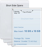 ChanCam vinyl sleeve, open short side, insert size: 10 5/8 x 10 5/8, product size: 10 7/8 x 10 7/8, package quantity 100, 7.5 mil clear vinyl