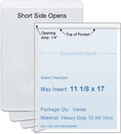 ChanCam vinyl sleeve, open short side, insert size: 11 1/8 x 17, product size: 11 3/8 x 17 1/4, heavy duty 10 mil clear vinyl