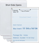 ChanCam vinyl sleeve, open short side, insert size: 11 1/4 x 14 1/4, product size: 11 1/2 x 14 1/2, package quantity 100, 7.5 mil clear vinyl