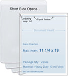 ChanCam vinyl sleeve, open short side, insert size: 11 1/4 x 19, product size: 11 1/2 x 19 1/4, heavy duty 10 mil clear vinyl