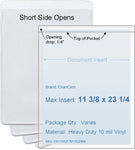 ChanCam vinyl sleeve, open short side, insert size: 11 3/8 x 23 1/4, product size: 11 5/8 x 23 1/2, heavy duty 10 mil clear vinyl