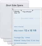 ChanCam vinyl sleeve, open short side, insert size: 12 x 15 1/8, product size: 12 1/4 x 15 3/8, heavy duty 10 mil clear vinyl