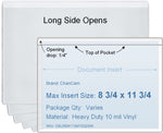 ChanCam vinyl sleeve, open long side, insert size: 11 3/4 x 8 3/4, product size: 12 x 9, heavy duty 10 mil clear vinyl