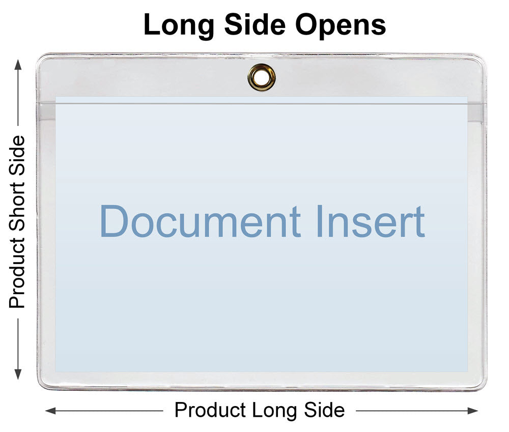 ChanCam vinyl sleeve, open long side, hanging document holder with brass eyelet, insert size: 7 1/4 x 5 3/4, product size: 7 1/2 x 6 1/2, package quantity 250, 7.5 mil clear vinyl
