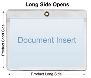 ChanCam vinyl sleeve, open long side, hanging document holder with brass eyelet, insert size: 7 1/4 x 5 3/4, product size: 7 1/2 x 6 1/2, package quantity 250, 7.5 mil clear vinyl