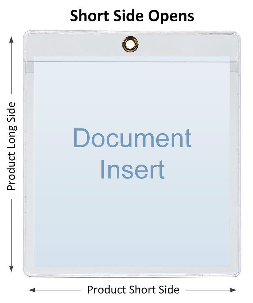 ChanCam vinyl sleeve, open short side, hanging document holder with brass eyelet, insert size: 9 3/4 x 13 1/4, product size: 10 x 14, package quantity 250, 7.5 mil clear vinyl
