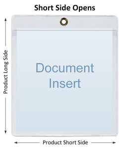 ChanCam vinyl sleeve, open short side, hanging document holder with brass eyelet, insert size: 9 3/4 x 13 1/4, product size: 10 x 14, package quantity 250, 7.5 mil clear vinyl